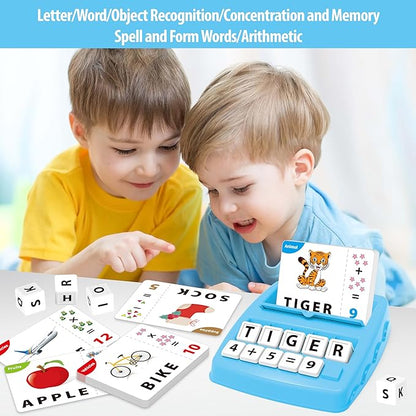 Matching Letter Games,Learning Educational Toys 2 in 1, Numerical Equality Games,Alphabet Spelling Reading Flash Cards,Early Education Gift Toys for 3,4,5,6,7 Year Olds (Blue)