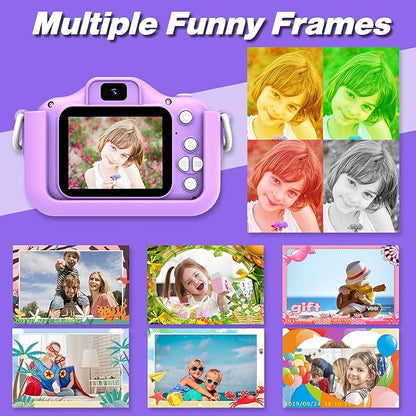 Goopow Kids Camera Toys for 3-8 Year Old Girls Boys,Children Digital Video Camcorder Camera with Cartoon Soft Cover, Best Chritmas Birthday Festival Gift for Kids - 32G SD Card Included