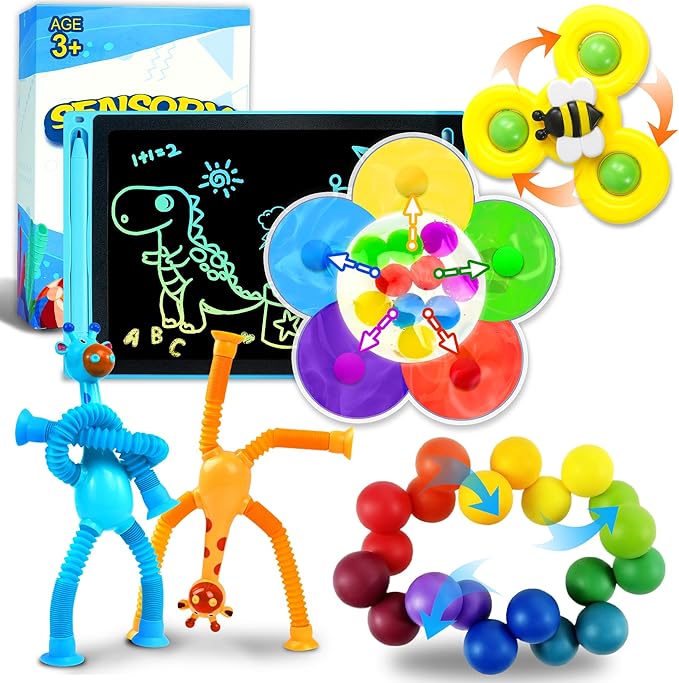 Christmas Stocking Stuffers Toddlers Kid 6PC Sensory Travel Toys Pack for Toddler 3 4 5 Year Old Airplane Car Travel Activities Road Trip Essential Classroom Must Have for Kid Autistic Fidget Gift
