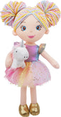 June Garden 15" Playmate Buddies - Plush Doll Zoey with Her Stuffed Animal Companion Unicorn Sparkle for Kids 1 Year and Up
