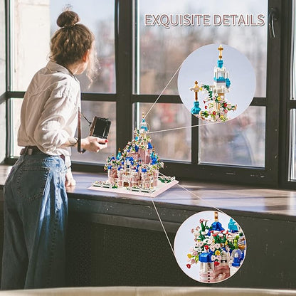 Architecture Castle with Flower Series Micro Blocks Building Sets for Adults and Teens, 4000+ PCS Bricks Building Blocks - Upgrade Version