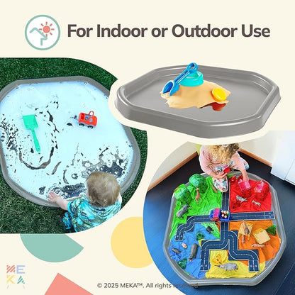 MEKA Tuff Tray for Sensory Play, Sensory Tray for Kids, Toddler Water Table, Tuff Spot Sensory Bin for Toddlers (Grey, Large (38" x 38"))