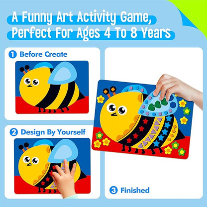 Sticker Art Activity, 20 Animals With 1660 Foam Stickers in 10 Colors - Fun DIY Craft Kits Travel Game for Kids, Boys & Girls