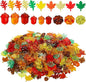 Frienda 400 Pieces Acrylic Fall Vase Filler Mini Pumpkins Leaves Maple Acorns Sensory Bin Filler for DIY Crafts Home Decoration Thanksgiving and Autumn Table Centerpieces