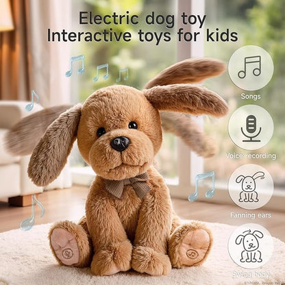 OR OR TU Baby Animated Plush Dog, Interactive Singing Talking Puppy Dog Musical Stuffed Animal Toys, 10”