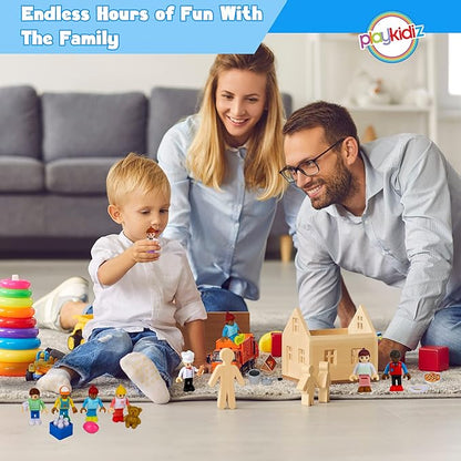 8 Toy Figures & Playsets, 2 Inch Play Peoples Set, Early Development Family Figurines for Kids, Pretend Play Toys for Children 3+ (23Pcs)
