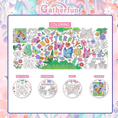 Butterfly Birthday Party Giant Coloring Poster - 31.5X 72 Inches - Versatile Classroom Wall Décor & Butterfly Birthday Decorations-Poster or Table Cover for School Parties and Special Events