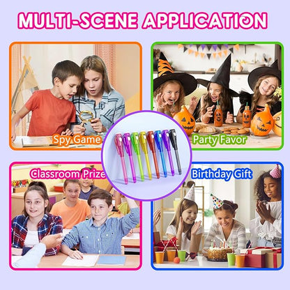Invisible Ink Pen Spy Game for Kids, Party Favors Toys for Girls Boys, Magic Markers for Boys Girls Fun Outdoor Toys, Birthday for 6-13 Year Old Girls Boys (14PCS+Black Notebooks)