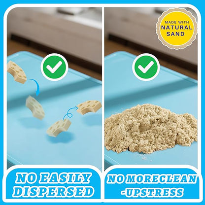 SIGHTEEDA Moldable Play Sand Kit for Kids 3-8 Years | 1.7 lbs Sensory Sand with 6 Tools & Molds | Mess-Free Indoor Sandbox Toys, STEM Learning Activities, Easy Clean Up
