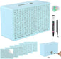 Wooden Money Saving Box, Cash Vault Savings Box for $10000 $5000 $3000 $1000 $800 $500 Target Money Saving Challenge, Reusable Money Box with Counter, Dry Erase Pen/Savings Trackers/Rubber Band-Blue