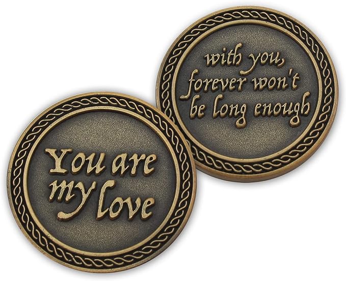 Bulk Set of 10 Romantic Love Expression Coins, You are My Love, with You Forever Won't Be Long Enough, Anniversary Pocket Tokens for Date Night, Love Gift for Men & Women, from Him or Her