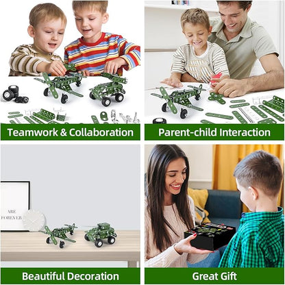 Metal Building Military Series Assembly Toys,Small Construction Set for Kids Ages 4-8, Military Toys for Boys Age 8-12,STEM Toy Gifts for Model Army Kit(166pcs No Motor)
