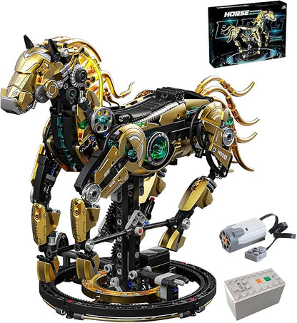 Mechanical Horse Building Block Set Build & Pose with Movable Legs – Engaging DIY Model with Motor Kit for Kids and Teens