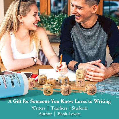 Garybank Inspiration Writing Prompt Dice - W/13 Writing Skill Cards and 200 Character & Event Cards - Storytelling Game for Kids, Writer & Teachers - Creation Set of 9 Story Cubes - Gifts for Writers