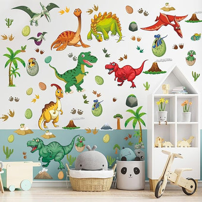 Glow in The Dark Dinosaur Wall Decals, Glowing Dinosaur Wall Stickers Colorful Large Removable self-Adhesive Decal for Ceiling Boys Bedroom Kids Baby Nursery Living Room Decoration