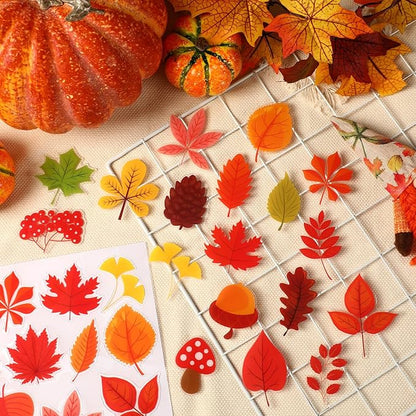 MARFOREVER 25 PCS Fall Window Gel Clings, Reusable Autumn Maple Leaves Thick Gel Clings Decals Thanksgiving Window Stickers for Kids Classroom Toddlers Home Party Supplies Window Glass Decorations
