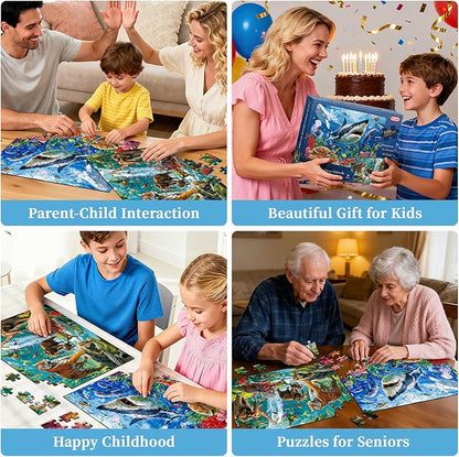 Puzzles for Kids Ages 4-6, 2 Pack 100 Pieces Jigsaw Puzzles for Kids 3-5 4-6 (Forest Animals and Ocean Life), Learning & Educational Games Beautiful Gift for Kid Toddlers 3-8