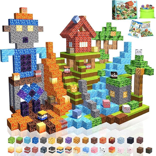 Magnetic Blocks,100PCS Magnetic Building Blocks Upgraded Sensory Toys Construction Set,Magnets Cubes Building Toys for Kids Games,Toddler Montessori Stacking Magnets for 3+ Boys Girls Birthday Gifts