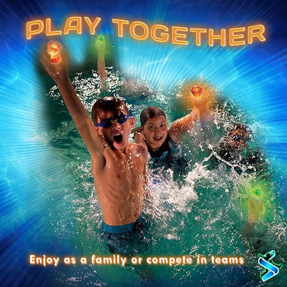 Glow in The Dark Pool Toys: Starlux Pool Party Set – Up Pool Games for Kids | Ages 8+, 1-8 Players | Swimming Bracelets, Floating Lights & Diving Gems | 10 Play Options | Reusable & Eco Friendly