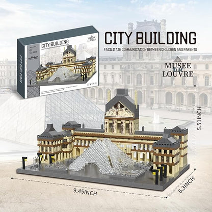 Paris Louvre Museum Building Blocks Iconic Landmark Model Toy for Teens Adults & Collectors 3D Puzzle Set for Educational and Decorative Fun