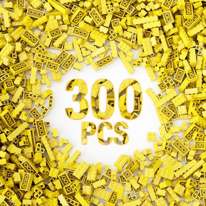 300 Piece Yellow Bricks Bulk Assortment Pack, Yellow Brick Accessories for Building with 12 Size, Compatible with Lego Parts and Pieces(Color: Yellow)