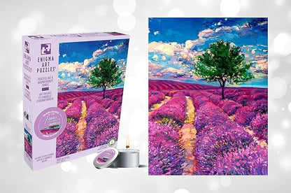 KI Puzzles 500 Piece Puzzle for Adults Aromatherapy Lavender Jigsaw with Scented Candle from Playview Brands