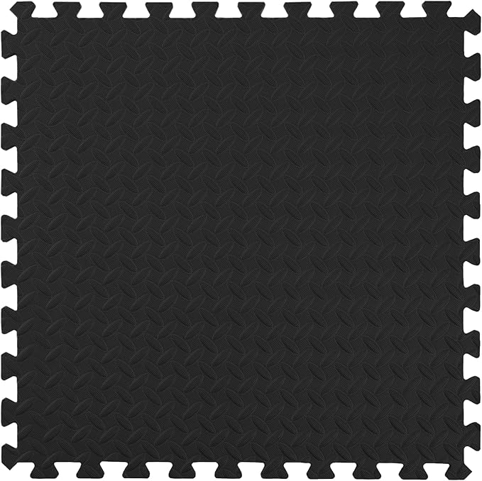 IncStores 1/2 Inch Thick Diamond Soft Foam Flooring Tiles | High-Density Interlocking Foam Tiles for Rugged Style in Your Home Gym, Playroom, and More | Black, 64 Tiles