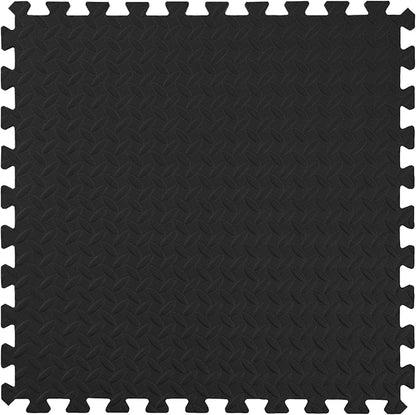 IncStores 1/2 Inch Thick Diamond Soft Foam Flooring Tiles | High-Density Interlocking Foam Tiles for Rugged Style in Your Home Gym, Playroom, and More | Black, 64 Tiles