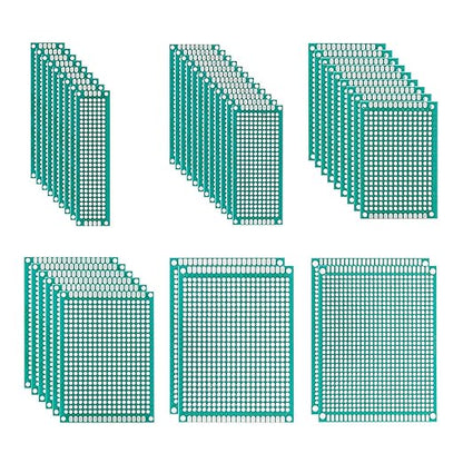 BOJACK 6 Vaules 40 Pcs Double Sided PCB Board Prototype Kit for DIY Soldering with 6 Sizes Compatible with Arduino Kit