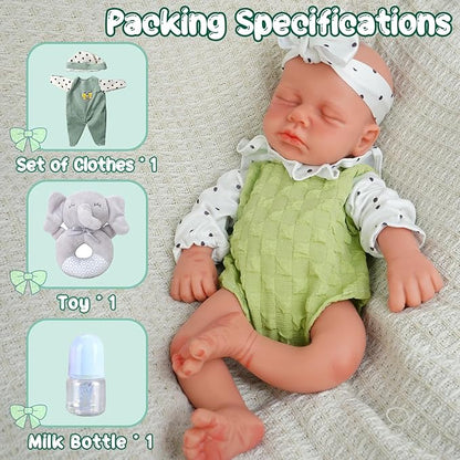 Girl 12.2 Inch, Full Silicone Baby Doll, Realistic Baby Dolls, Realistic Veins & Sleeping Pose, Not Vinyl, Reborn Baby Dolls Silicone Full Body, Gift Set