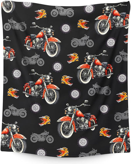 Throw Blankets for Boys Men Motorcycle Blanket Gift for Kids Adults - 60x80 Inches Soft Cozy Throw for Sofa Chair Couch Bed