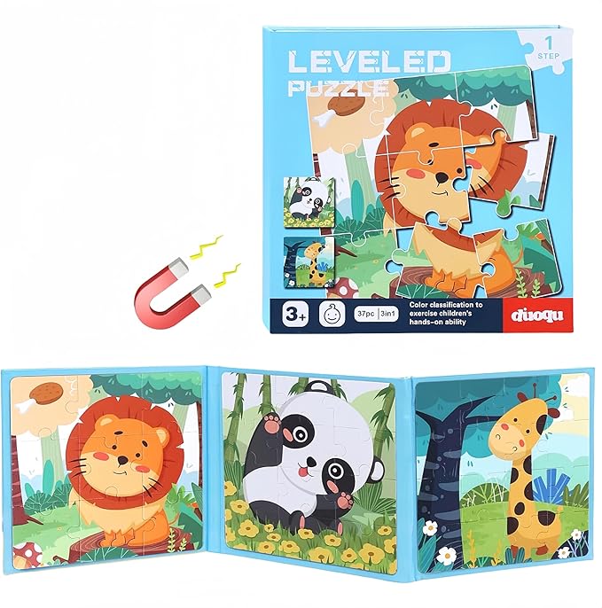 Magnetic Travel Puzzles for Kids 3-6, Toddler Puzzles Educational Toys for Car Plane Activities, Matching Games Preschool Magnet Toys, Birthday Gifts for Boys and Girls Valentine Exchange (Forest)