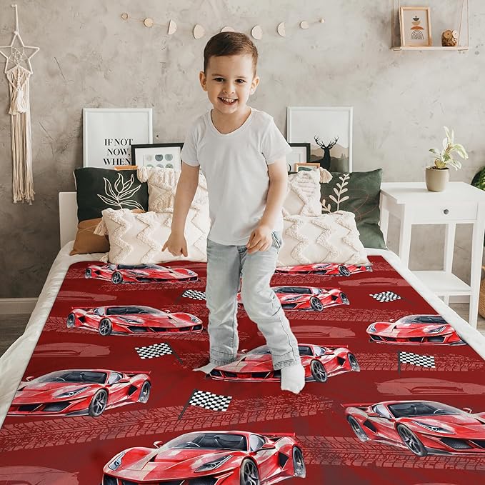 Throw for Boys Cool Racing Car Blanket for Kids Adults Racing Fans, 60x80 Inches Lightweight Throw Blankets for Sofa Couch Chair Bed Car