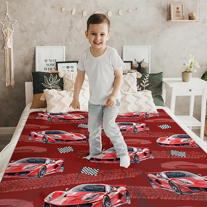 Throw Blankets for Kids Adults Racing Car Throw for Boys Men, 50x60 Inches Comfy Lightweight Blanket for Sofa Couch Bed Travel