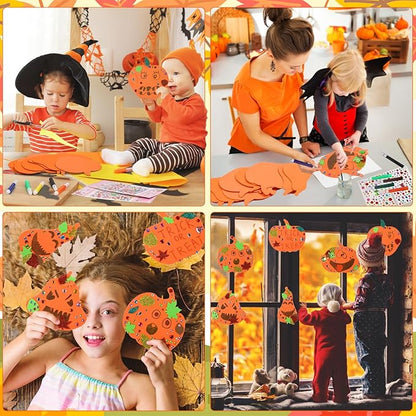 DIYASY 12 Pcs Pumpkin Craft for Kids, Make Your Own Foam Stickers Halloween Craft Kits Arts and Crafts DIY Kid Friendly Fall Decorations Games Party Activities Supplies Age 4-8 8-12