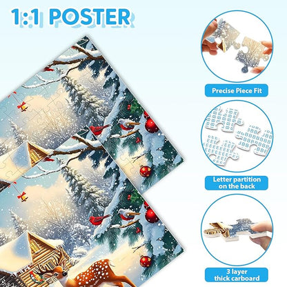 100 Piece Puzzles - Four Seasons Scenery Large Piece Puzzles for Senior Adults Kids Puzzle Ages 5-8 Jigsaw Puzzle for Kids Ages 4-6 6-8 8-10 Year Old Educational Toys for Girls Boys 4-Pack