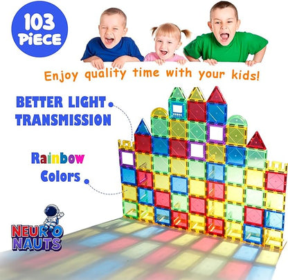 Magnetic Tiles & Blocks | Fun Montessori Toys for Kids | Build, Learn & Explore STEM | Creative Educational Magnetic Blocks for Boys & Girls Ages 3+ | Safe & Durable