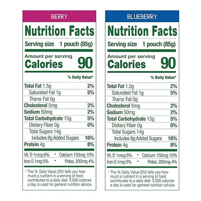 GoGo squeeZ yogurtZ Variety Pack, Blueberry & Berry, 3 oz (Pack of 20), Kids Snacks Made from Real Yogurt and Fruit, No Fridge Needed, Gluten Free, Nut Free, Recloseable Cap, BPA Free Pouches