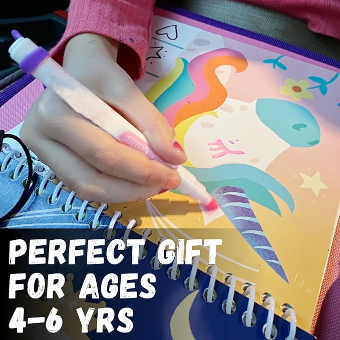 Totebook Kids Travel Educational Activity Book with Washable Markers - Car and Airplane Activities, Learning Toys for Toddlers- Reusable Stickers for Ages 4, 5, 6 (Princess & Extra Ocean Book)
