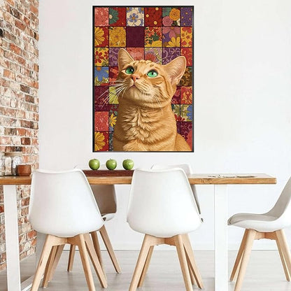 500-piece Orange Cat Thoughts-Flower Cube Adult Wooden Puzzle, Intellectual Challenge, Stress-Relieving Puzzle, Relaxing Family Activity, Decoration, Size: 20.5 x 15 in