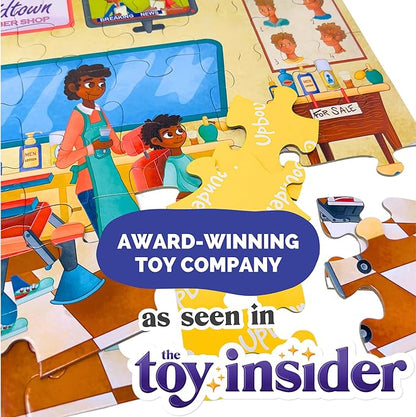 Upbounders® 48 Piece Jumbo Floor Puzzle for Kids | Barbershop Beginner Puzzle | Pretend Play & Learning Toy for Boys Girls Ages 4 5 6 | Black Brown Boy at The Barber (Multicultural)