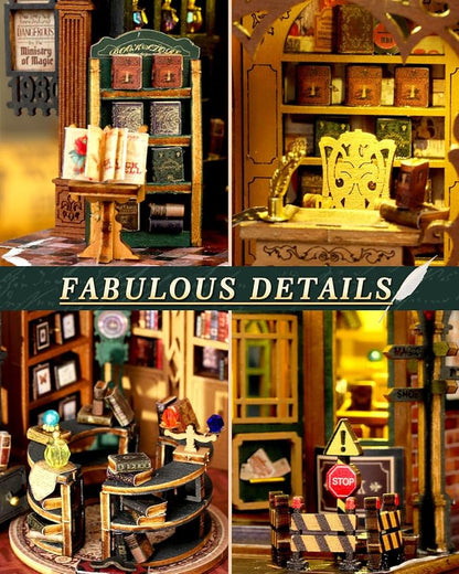 Miniature House Kit Bookstore, DIY Mini House Building Kit, Miniature Kit for Adults with Furniture and LEDs, Great Gift for Teens and Christmas Decor (Twilight Book City)