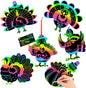 JULMELON 36Pcs Thanksgiving Fall Arts and Crafts, Rainbow Scratch Paper Art Cute Turkey Crafts for School Classroom Activity Autumn Harvest Thanksgiving Party Favors Gifts