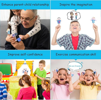 Sealive 6 PCS Family Finger Puppets for Toddlers 1-3 - Interactive Educational Animal Finger Puppets for Storytime, Playtime, and Learning - Safe, Soft Plush