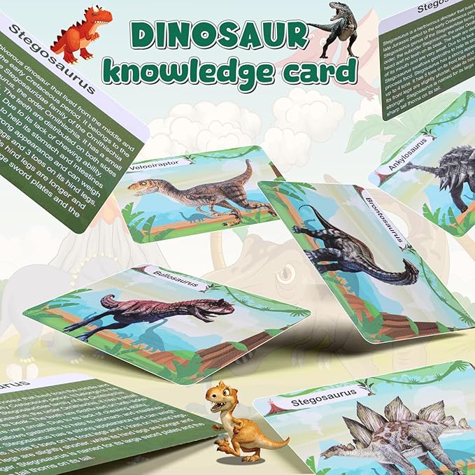 kolegend Dino Egg Dig Kit, 12 Pack Easter Basket Stuffers with 12 Dinosaur Cards and 1 Dinosaur Activity Playmat, Easter Basket Stuffers Toys for 3 4 5 6 7 8 9 10 11 Year Old Boys Girl