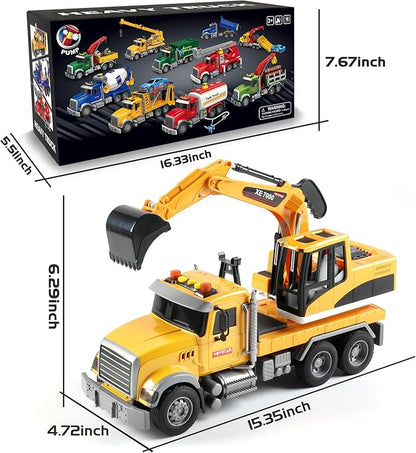 Dwi Dowellin Large Excavator Truck Toy for 3 4 5 6 Year Old Boys,Truck Toy with Sound and Light