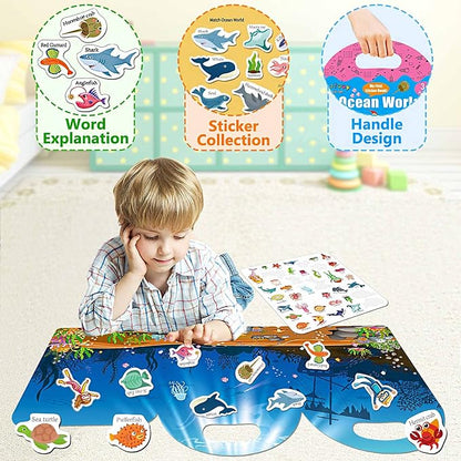 Reusable Sticker Books for Toddlers 1-3, Sticker Book for Toddlers 2-4 Years, Toddler Travel Essential in The Car/Train/Plane