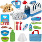 Deluxe Complete Vet Pet Care Play Set | Veterinarian Pretend Doctor Role Play Grooming Toy Kit with Plush Dog & Cat (34 Pcs)