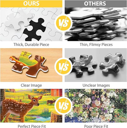 100 Pieces Jigsaw Puzzles for Adults - Deer Cat Puzzles for Kids Ages 4-6 6-8 8-10 10-12 Kids Learning Educational Puzzle Toys for Boys and Girls - Farm Kitten and Cow