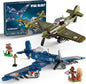 WW2 Military Plane Building Sets Compatible with Lego, Create US F4U & UK Spitfire Fighter Jet Models Toys, Great Army Airplane Aircraft Gifts for Boys Kids